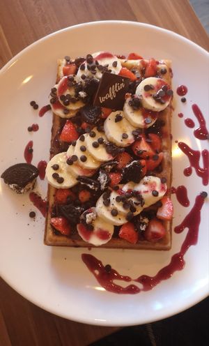 Veggie waffle! at Cafe Waffle in Prague