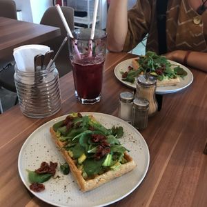 The vegan savory option  at Cafe Waffle in Prague