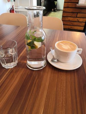 Soy and oat milk available. at Cafe Waffle in Prague