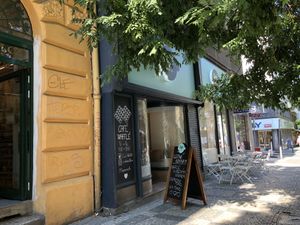 Outside at Cafe Waffle in Prague