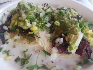 Hibiscus flower tacos at Taqueria El Zamorano in Santa Ana