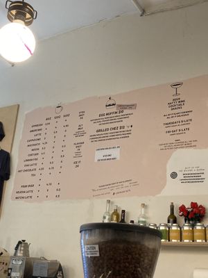 menu as of late august 2025  at Old Crow Coffee Co. & Moodswing Coffee in New Westminster