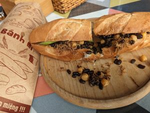 Banh mi beans & chickpea at Like Coffee in Cat Ba