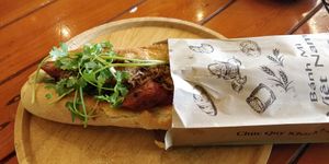 Banh Mi baguette - Vegan 🌱 sausage, ham & pate at Like Coffee in Cat Ba