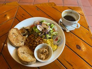 Full vegan breakfast   at Like Coffee in Cat Ba