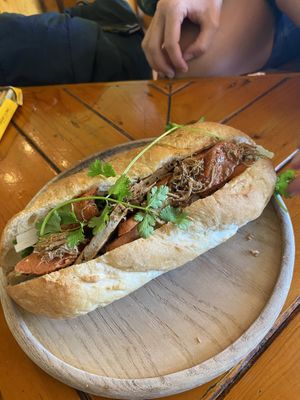 Can’t remember the exact name but it’s the banh mi with all the mock meat - yummy  at Like Coffee in Cat Ba