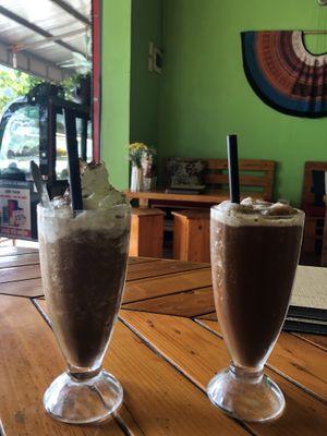 Coconut coffee with soy milk! (One with whip/one without)  at Like Coffee in Cat Ba