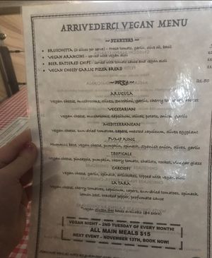 Menu 2  at Arrivederci Pizzeria in Milton