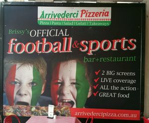 signage at Arrivederci Pizzeria in Milton