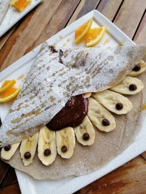 chocolate hazelnut spread and banana crepe at Hibiscus in Toronto