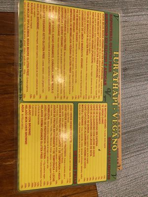 Menu desserts/gâteau   at Cafe Lurathapi Vegan Food - Maybe closed in La Paz