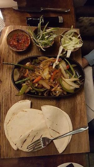 One of their vegan options - veg fajitas at The Boars Head in Walgherton