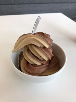 Chocolate and hazelnut soft serve swirl at Virtuous Pie - UBC in Vancouver