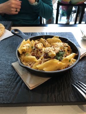 Skillet mac n cheeze  at Virtuous Pie - UBC in Vancouver