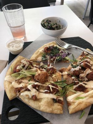 Absolutely Delicious buffalo wing pizza (Vegan) 5/5 at Virtuous Pie - UBC in Vancouver