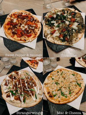 Different pizzas at Virtuous Pie - UBC in Vancouver