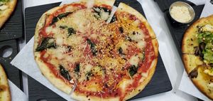 Margharita pizza at Virtuous Pie - UBC in Vancouver