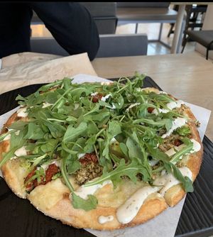 I forget the name but chik’n pesto  at Virtuous Pie - UBC in Vancouver