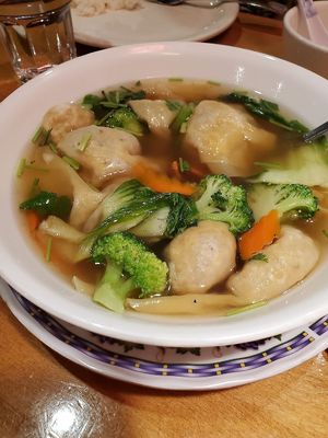 Wonton soup at Merit Vegan Restaurant in Sunnyvale