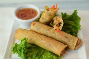 Golden Rolls at Merit Vegan Restaurant in Sunnyvale