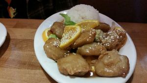 Orange nuggets at Merit Vegan Restaurant in Sunnyvale