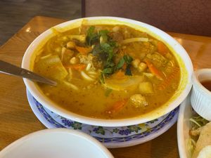 Laksa Noodle Soup at Merit Vegan Restaurant in Sunnyvale