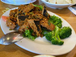 Fish at Merit Vegan Restaurant in Sunnyvale