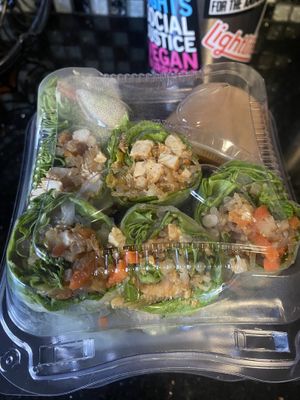 Spring Roll Container (Compostable)  at Merit Vegan Restaurant in Sunnyvale