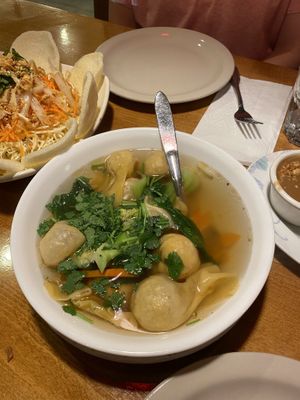 Wonton soup — umami explosion  at Merit Vegan Restaurant in Sunnyvale
