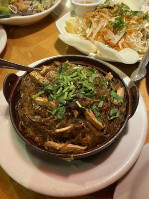 Special clay pot — noodles AND rice if you can’t decide  at Merit Vegan Restaurant in Sunnyvale