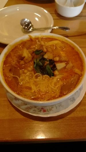 coconut vermicelli noodle soup at Merit Vegan Restaurant in Sunnyvale