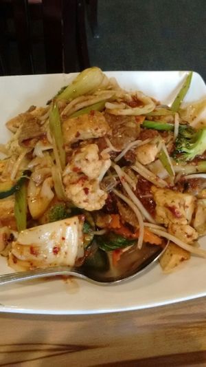 chow fun at Merit Vegan Restaurant in Sunnyvale
