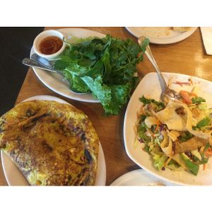 Vietnamese crepe was amazing and the vegan fish sauce wow! at Merit Vegan Restaurant in Sunnyvale