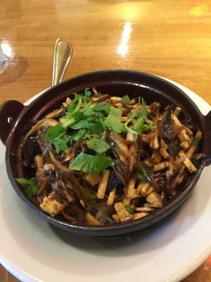 house special rice clay pot mmmm mushrooms!  at Merit Vegan Restaurant in Sunnyvale