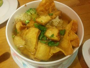 wonton soup at Merit Vegan Restaurant in Sunnyvale