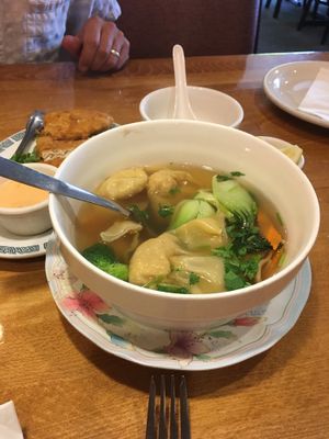 Wonton soup at Merit Vegan Restaurant in Sunnyvale