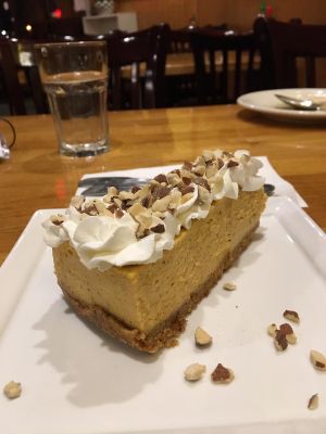 Pumpkin cheesecake  at Merit Vegan Restaurant in Sunnyvale