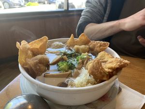 Won ton noodle soup  at Merit Vegan Restaurant in Sunnyvale