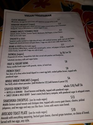 Menu at The Garnet Cafe in Coeur D Alene