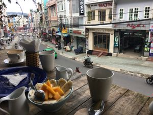 Breakfast with a view  at An Cafe in Da Lat