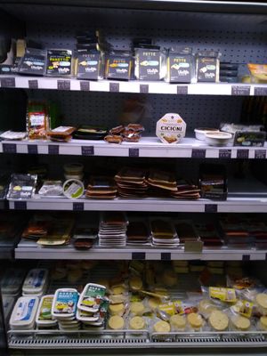 Vegan cheese and veggie meat at Vegetaria in Bari