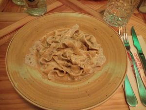 pasta with truffle (seems small but it is really filling) at Spiga in Alicante