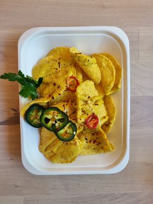 Nachos - nuce but very small portion for the price at RoseHip Vegan Kebabs in Vilnius