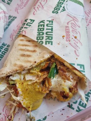 Seitan parmesan wrap at RoseHip Vegan Kebabs in Vilnius