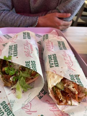 Classic gyros (on the left) and no chicken kebab  at RoseHip Vegan Kebabs in Vilnius