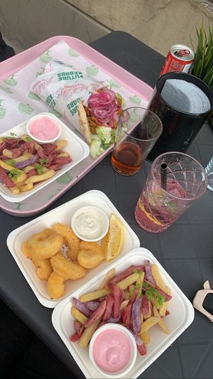 Gyros Kebab, Shrimps and fries   at RoseHip Vegan Kebabs in Vilnius