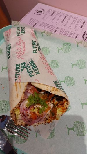 Not chicken kebab wrap. at RoseHip Vegan Kebabs in Vilnius