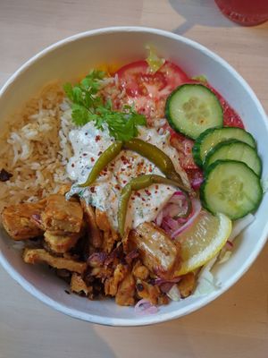 Not chicken bowl at RoseHip Vegan Kebabs in Vilnius
