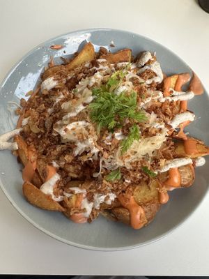  Vegan “Fish & chips”, jackfruit with wedges.  at RoseHip Vegan Kebabs in Vilnius