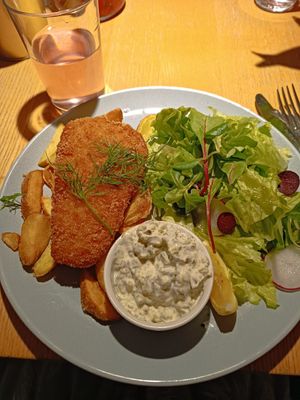 Fish and chips at RoseHip Vegan Kebabs in Vilnius